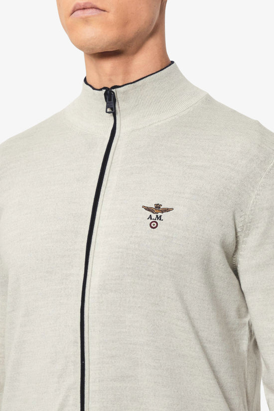 Cardigan Full Zip Leggero In Lana Merino-aeronautica militare-Grigio-Uomo-252ma1569ul00415 17267-