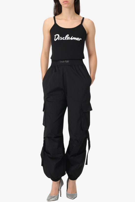 Pantaloni Cargo Logo Strass-disclaimer-Nero-Donna-25eds54936-