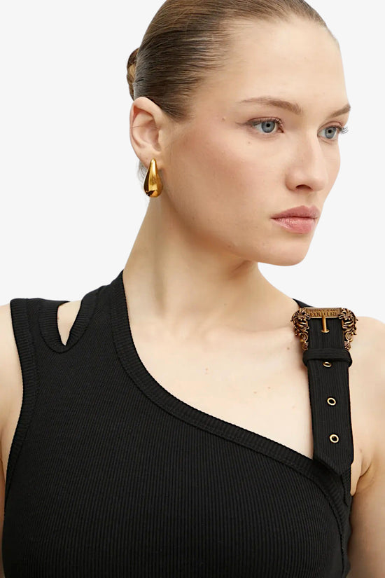Canotta A Costine Con Fibbia Baroque-versace jeans couture-Nero-Donna-78ham603 j0004 899-