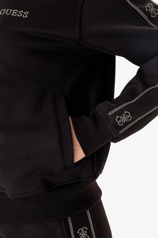 Felpa Full Zip Bande Logo Con Borchiette Octavia-guess-Nero-Donna-V5bq15kcx22 jblk-