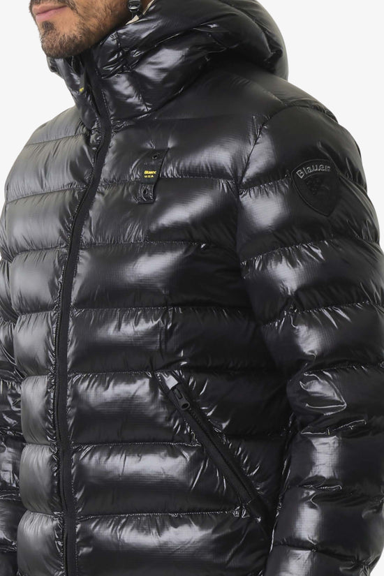 Piumino Full Zip Con Cappuccio In Nylon Eco Adams-blauer-Nero-Uomo-25wbluc02079 005958 999ei-