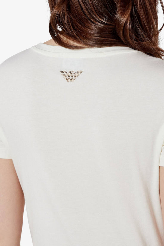 T-Shirt Maniche Corte Big Logo Series Con Borchiette-emporio armani ea7-Bianco-Donna-8ntt67 tjdqz u0005-