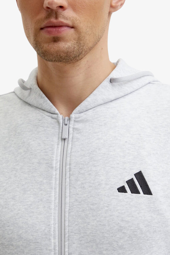 Felpa Full Zip Con Cappuccio Essential 3-Stripes-adidas performance-Grigio-Uomo-Je6343-
