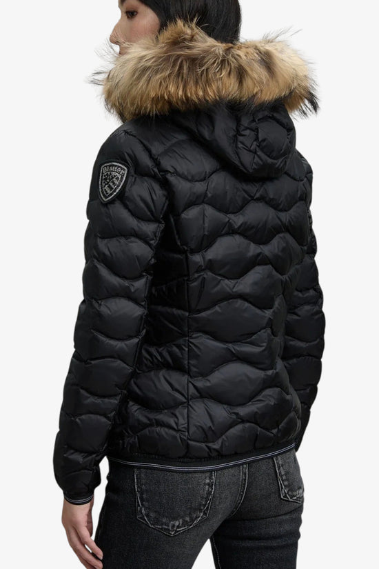 Piumino Full Zip Con Cappuccio Bordo In Pelliccia Aldie-blauer-Nero-Donna-25wbldc03096 006047 999ei-