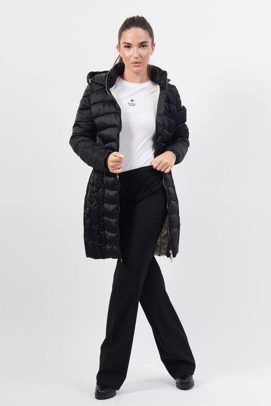 Piumino Full Zip Con Cappuccio-yes zee-Nero-Donna-O017/m800 0801-