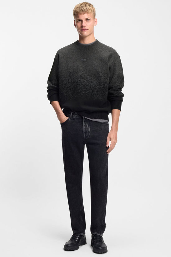 Maglione Girocollo Dégradé In Misto Lana Yak-boss-Nero-Uomo-50548701 001-