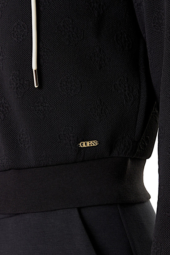 Felpa Corta Full Zip Con Cappuccio 3D Peony-guess-Nero-Donna-V5yq06kbsl2 fj8a-