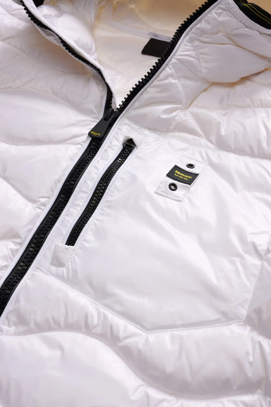 Piumino Full Zip Con Cappuccio Cuciture Ad Onde Wave-blauer-Bianco-Uomo-25wbluc03074 006355 100-