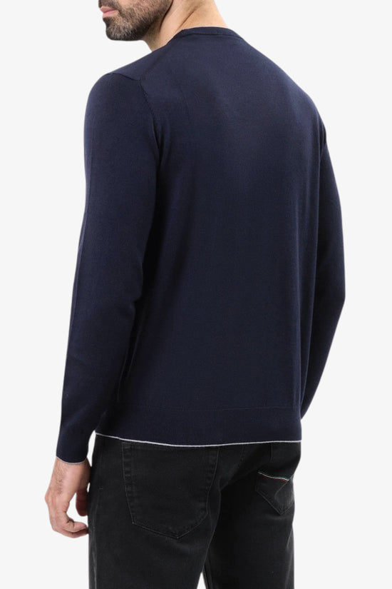 Maglione Girocollo Leggero In Lana Merino-aeronautica militare-Blu-Uomo-252ma1567ul00415 08396-