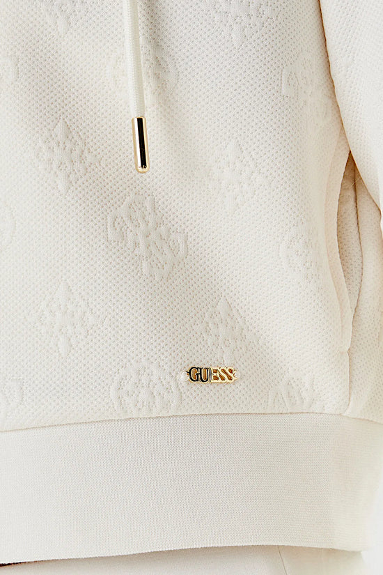 Felpa Corta Full Zip Con Cappuccio 3D Peony-guess-Bianco-Donna-V5yq06kbsl2 f0ep-