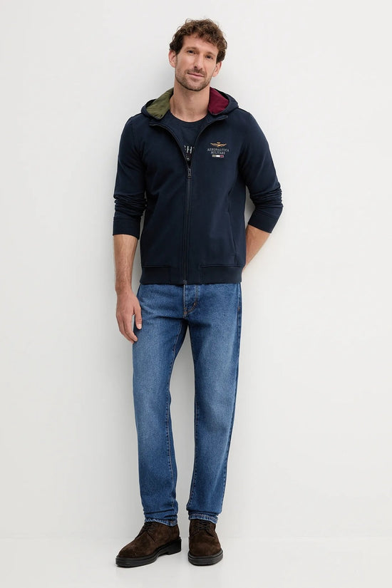 Felpa Full Zip Con Cappuccio Removibile-aeronautica militare-Blu-Uomo-252fe2078uf00662 08184-