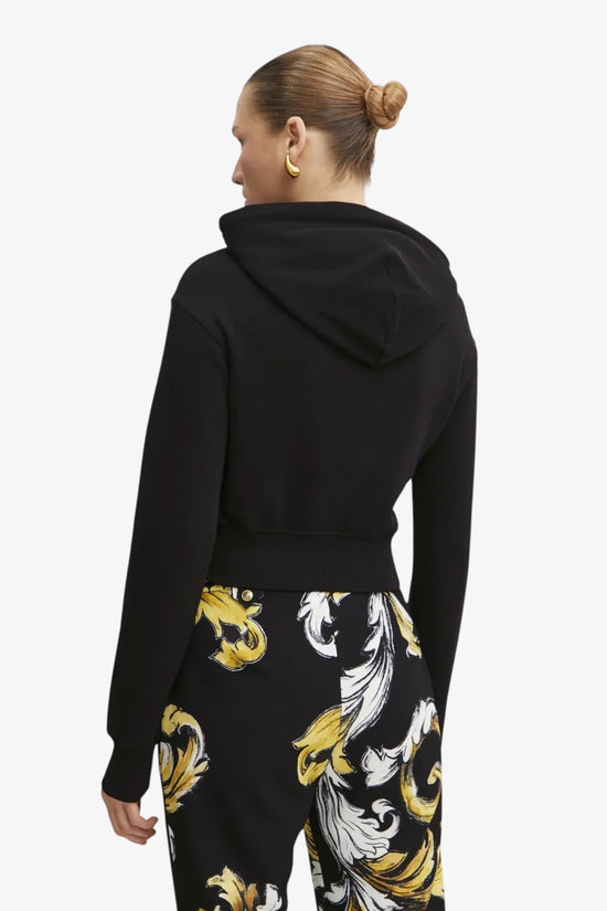 Felpa Corta Con Cappuccio Logo Istitutional-versace jeans couture-Nero-Donna-78hait01 cf01t g89-