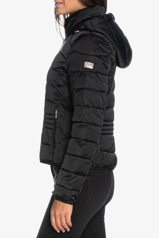 Piumino Corto Full Zip Con Cappuccio-yes zee-Nero-Donna-J007/m800 0801-