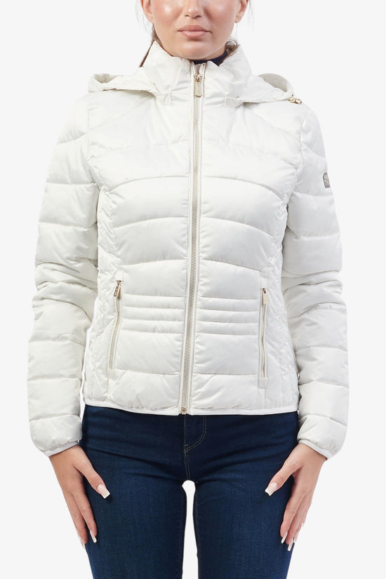 Piumino Corto Full Zip Con Cappuccio-yes zee-Bianco-Donna-J007/m800 0157-