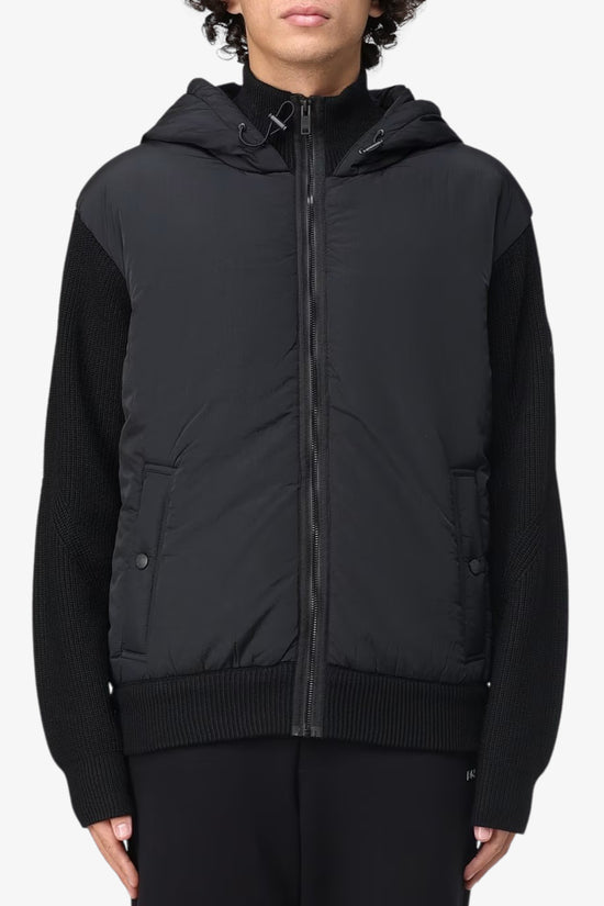 Giacca Full Zip Con Cappuccio In Bi Materiale-boss-Nero-Uomo-50548677 001-