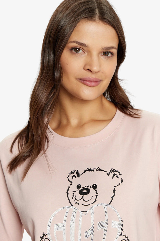T-Shirt Maniche Corte Boxy Rhinestone Bear-guess-Rosa-Donna-V5ri09i3z14 pgls-