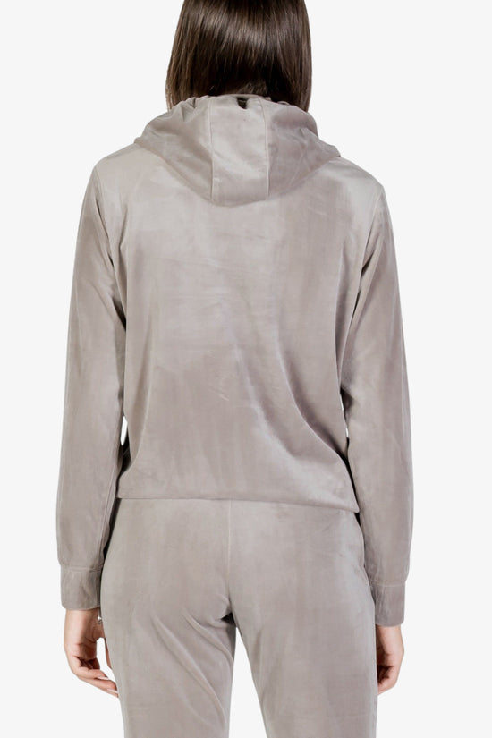 Felpa Con Cappuccio In Ciniglia Logo Strass Couture-guess-Grigio-Donna-V4rq25k0232 g9l3-