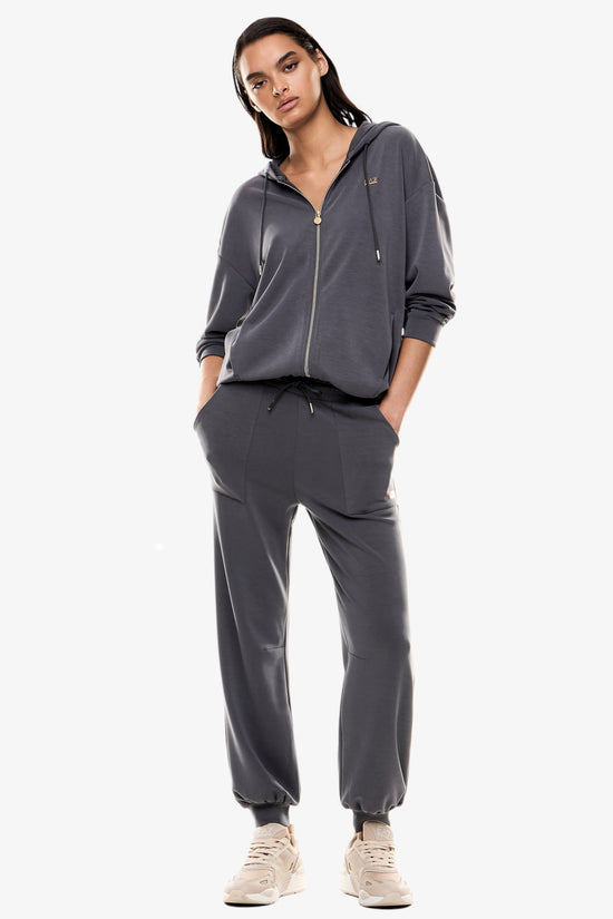 Felpa Full Zip Con Cappuccio Core Lady In Misto Modal Stretch-emporio armani ea7-Grigio-Donna-7w000192 af12643 u8117-