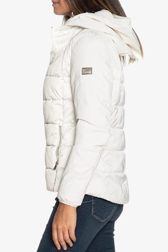 Piumino Corto Full Zip Con Cappuccio Maniche Softshell-yes zee-Bianco-Donna-J045/m800 0157-