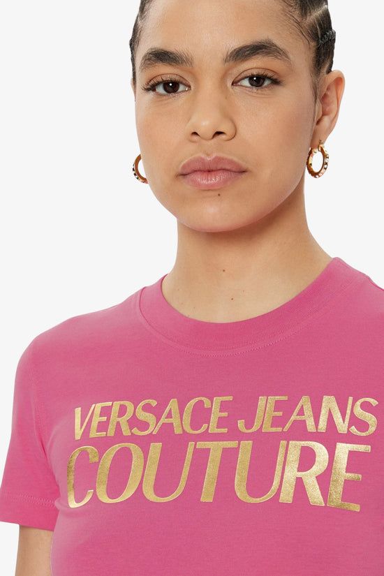 T-Shirt Maniche Corte Logo Institutional-versace jeans couture-Rosa-Donna-78haht01 cj00t 494-