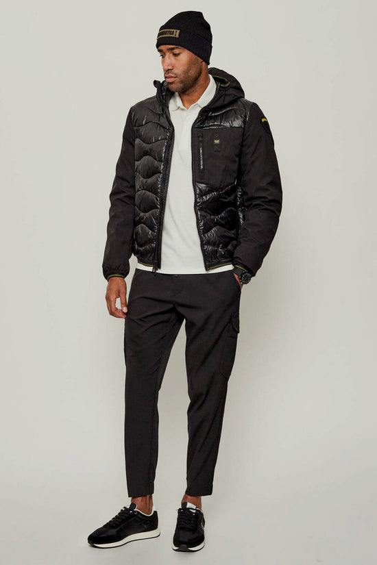 Piumino Full Zip Con Cappuccio Maniche Neoprene Albert-blauer-Nero-Uomo-25wbluc08078 006355 999-