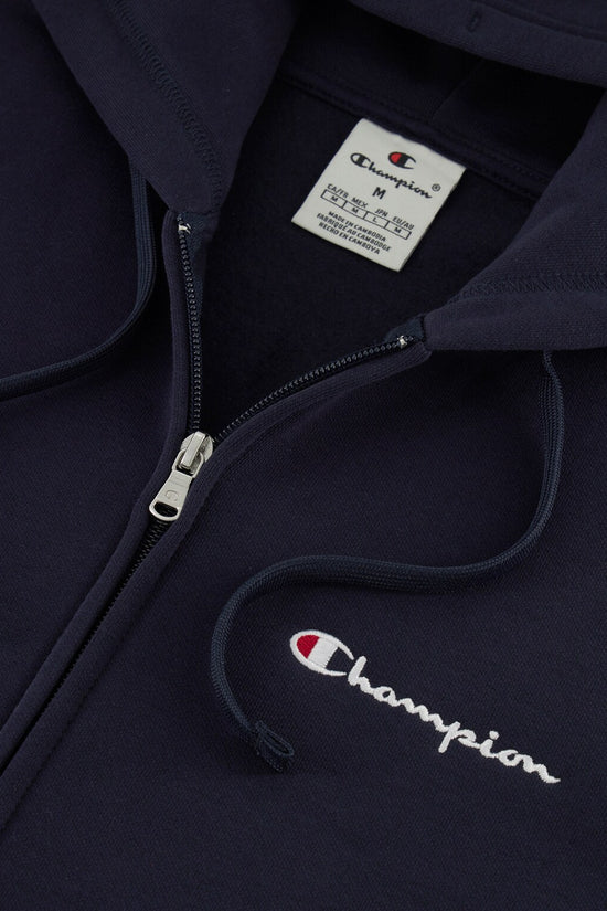 Felpa Full Zip Con Cappuccio Logo Piccolo Ricamato-champion-Blu-Uomo-220260 bs501-
