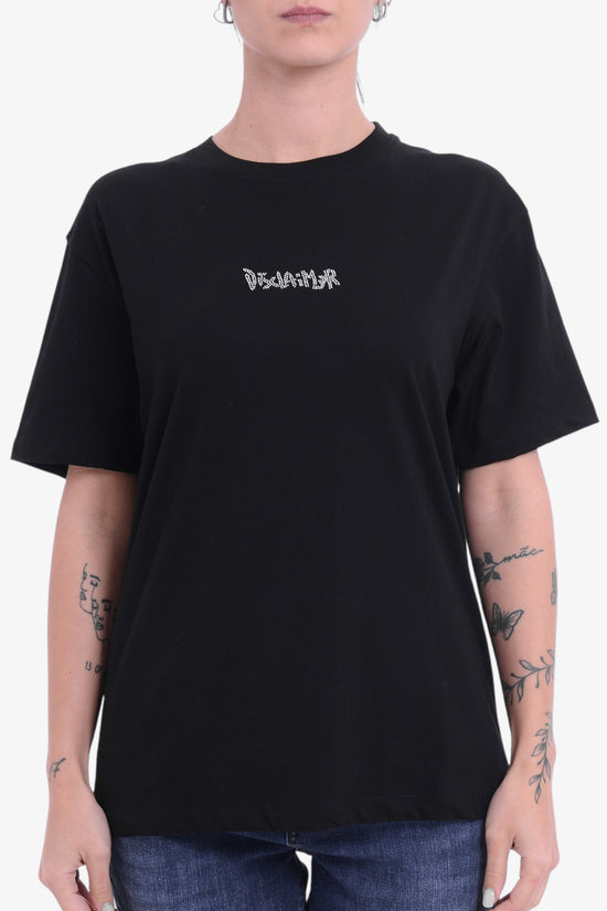 T-Shirt Maniche Corte Loghi E Scritte Con Borchiette-disclaimer-Nero-Donna-25eds54965-