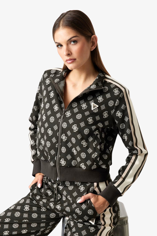 Felpa Full Zip Logo All-Over Peony Taped-guess-Marrone-Donna-V5yq07k0282 fj8c-