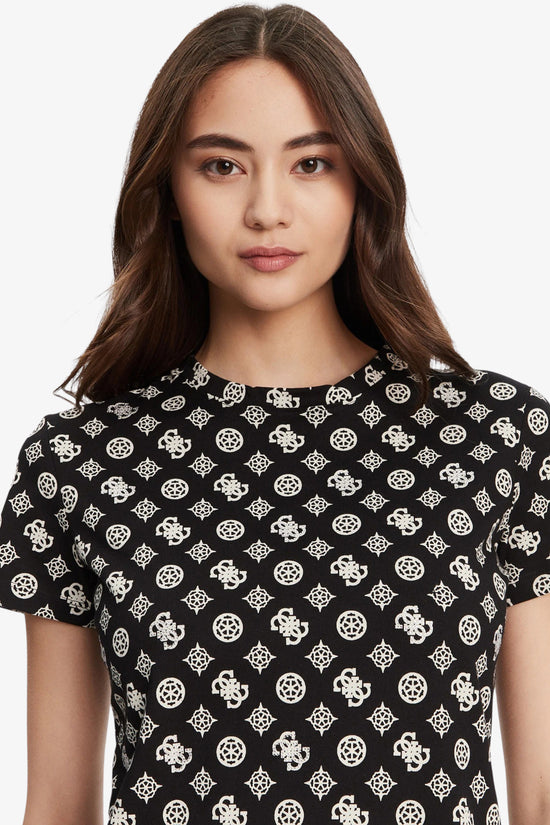 T-Shirt Maniche Corte Logo All-Over Gloria Peony-guess-Nero-Donna-V5yi04i3z14 pj1q-