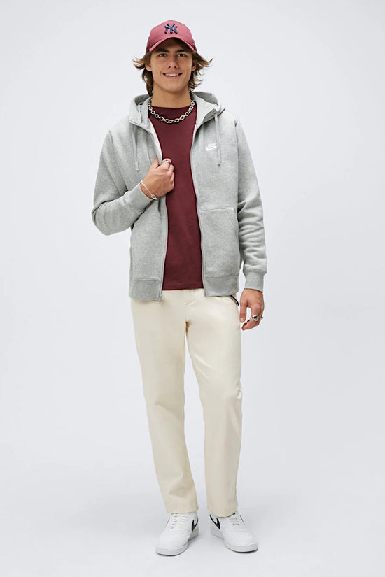 Felpa Full Zip Con Cappuccio Club-nike sportswear-Grigio-Uomo-Bv2645 063-