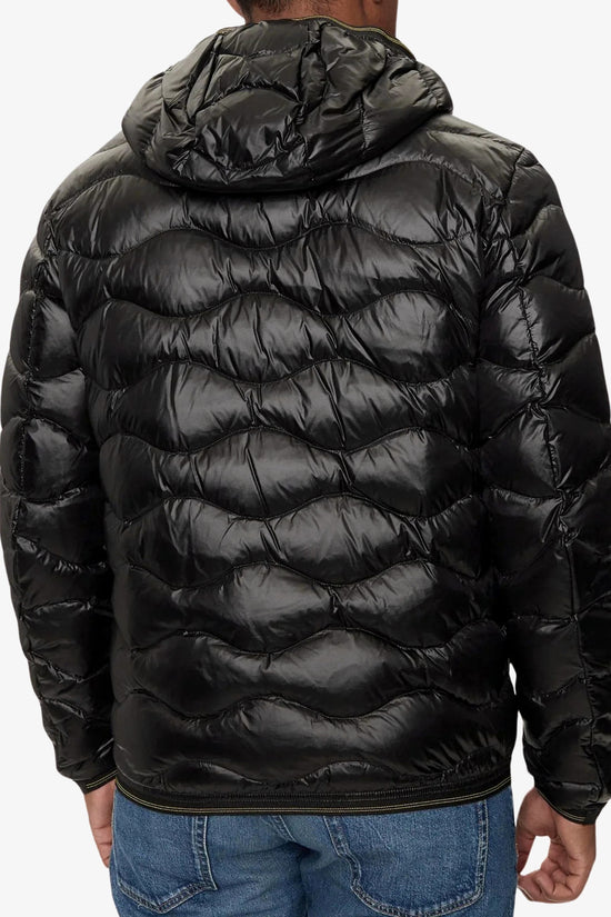 Piumino Full Zip Con Cappuccio Cuciture Ad Onde Wave-blauer-Nero-Uomo-25wbluc03074 006355 999-