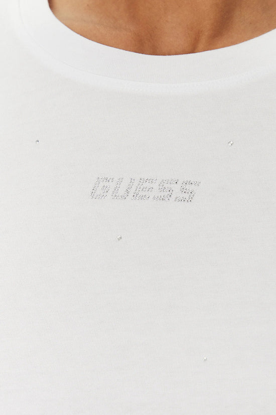 T-Shirt Corta Rhinestones Primula-guess-Bianco-Donna-V5gi00i3z14 g011-