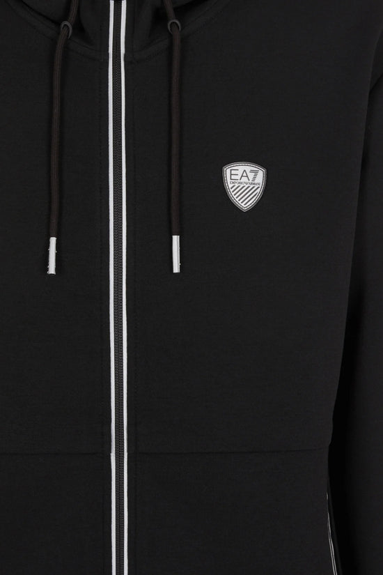 Felpa Full Zip Con Cappuccio Premium Shield In Misto Viscosa Stretch-emporio armani ea7-Nero-Uomo-8npm20 pj4ez 1200-