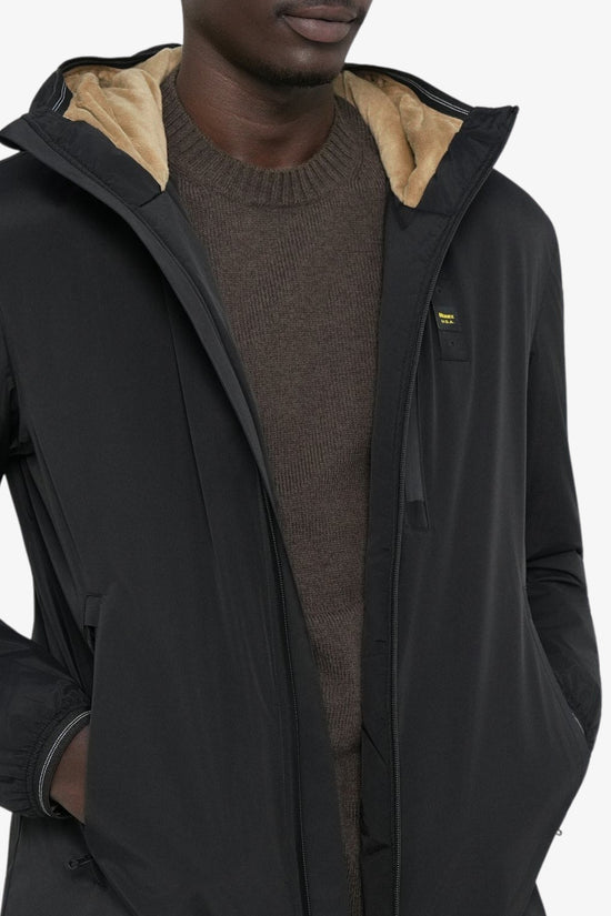 Giubbotto Full Zip Con Cappuccio Interno Eco Pelliccia Jarvis-blauer-Nero-Uomo-25wbluk11139 007110 999-