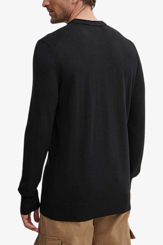 Maglione Girocollo In Misto Lana Logo Piccolo Ricamato-boss-Nero-Uomo-50501762 001-