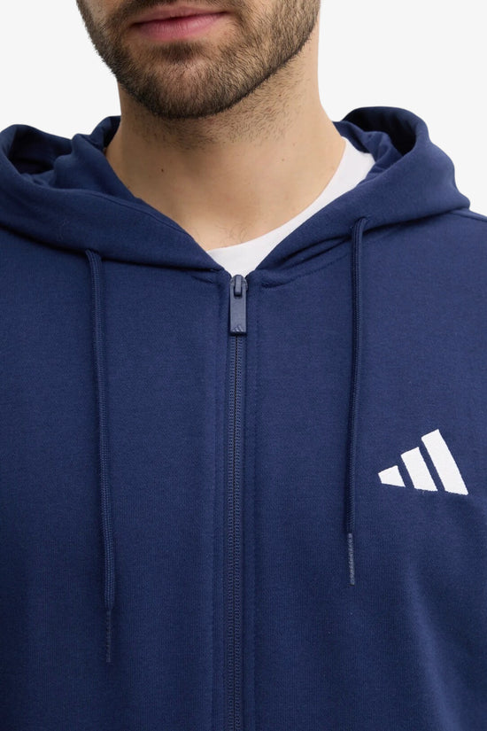Felpa Full Zip Con Cappuccio Essential 3-Stripes-adidas performance-Blu-Uomo-Je6341-
