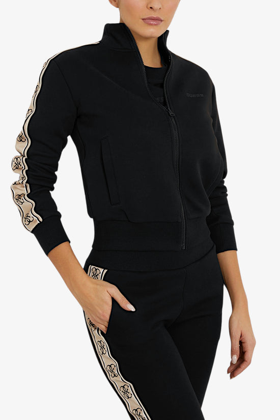 Giacca Felpa Full Zip Bande Logo Britney-guess-Nero-Donna-V2yq16kb3p2 jblk-