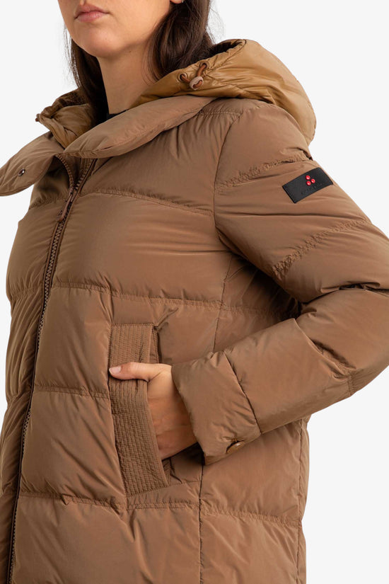 Piumino Full Zip Con Cappuccio In Costrasto Materiale Unix Ml Bmat-peuterey-Marrone-Donna-Ped4838 01190986 894id-