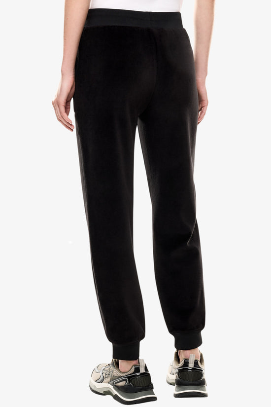 Pantaloni Atlethic Velour In Ciniglia Stretch-emporio armani ea7-Nero-Donna-7w000440 af15653 uc001-