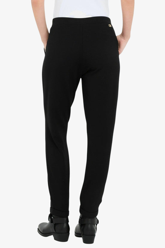 Pantaloni In Viscosa Con Perle-liu jo-Nero-Donna-Tf5155 fs576 22222-