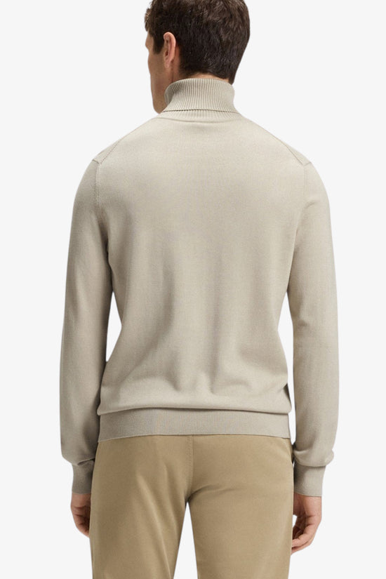 Dolcevita Maglione In Cotone E Cashmere Con Toppa Logo-boss-Beige-Uomo-50527573 271-
