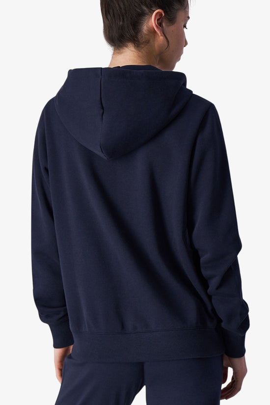Felpa Full Zip Con Cappuccio Logo Piccolo Ricamato-champion-Blu-Donna-117677 bs501-