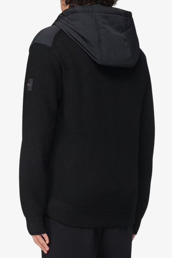 Giacca Full Zip Con Cappuccio In Bi Materiale-boss-Nero-Uomo-50548677 001-