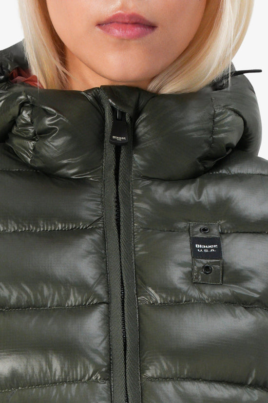 Piumino Lungo Full Zip Con Cappuccio Adelaide-blauer-Verde-Donna-25wbldk02069 006648 678ru-