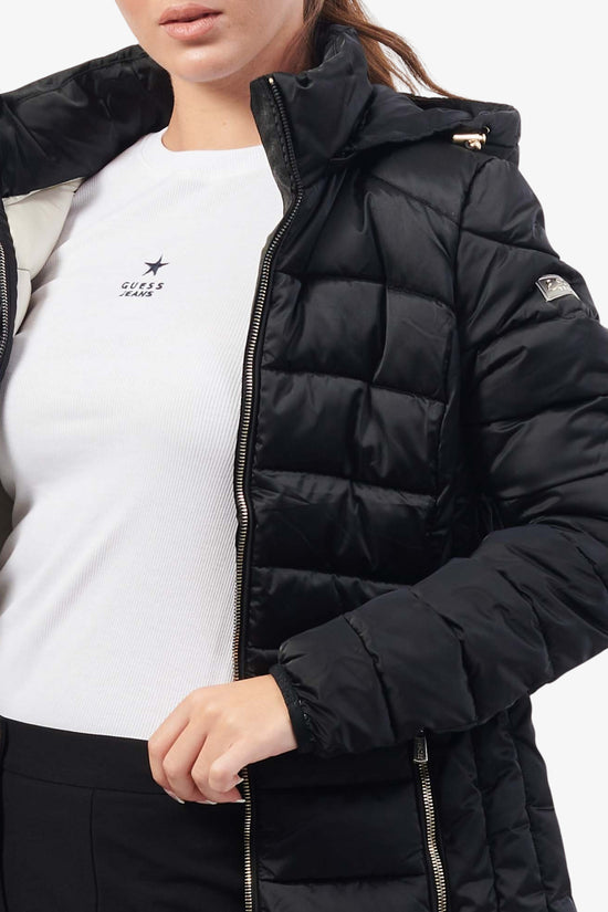 Piumino Full Zip Con Cappuccio-yes zee-Nero-Donna-O017/m800 0801-