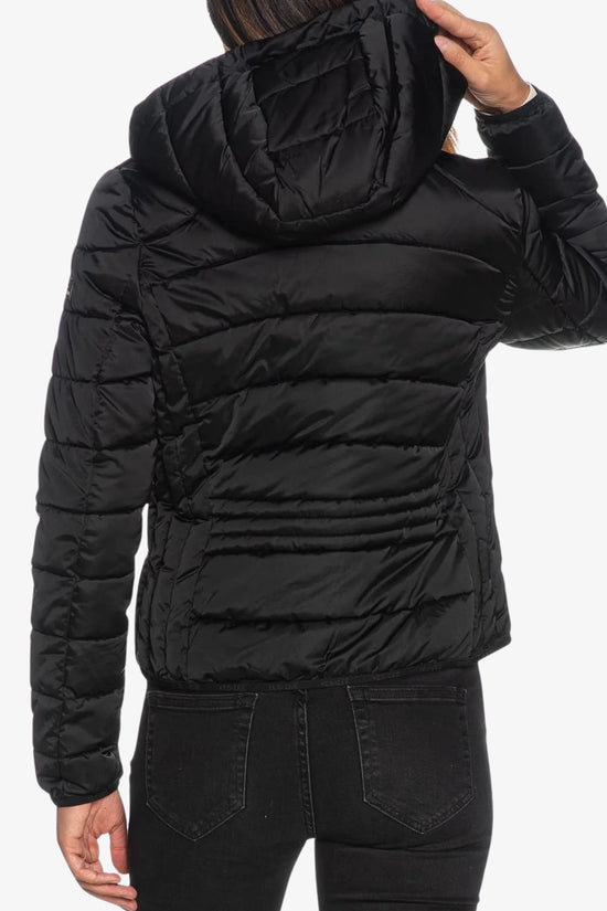 Piumino Corto Full Zip Con Cappuccio-yes zee-Nero-Donna-J007/m800 0801-