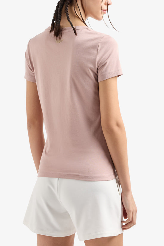 T-Shirt Maniche Corte Big Logo Series Con Borchiette-emporio armani ea7-Rosa-Donna-8ntt67 tjdqz u4079-