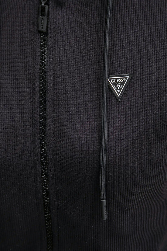 Felpa A Costine Full Zip Con Cappuccio Martina-guess-Nero-Donna-V5rq07z3m50 jblk-
