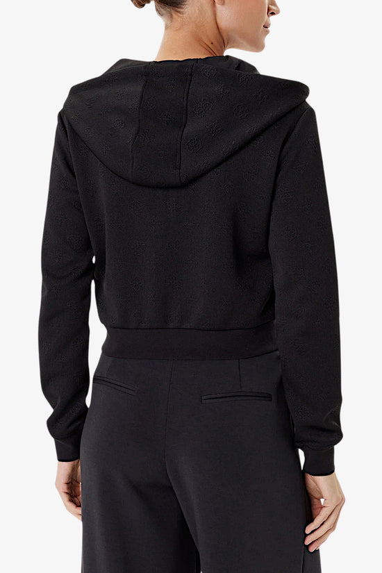 Felpa Corta Full Zip Con Cappuccio 3D Peony-guess-Nero-Donna-V5yq06kbsl2 fj8a-