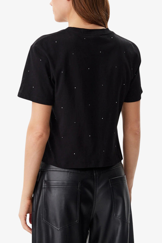T-Shirt Corta Rhinestones Primula-guess-Nero-Donna-V5gi00i3z14 jblk-